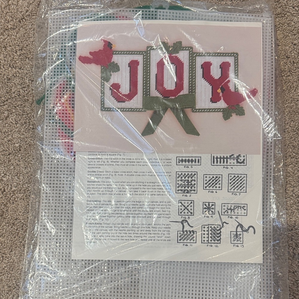 Estate Holiday Joy Cross Stitch Kit with Red and Green